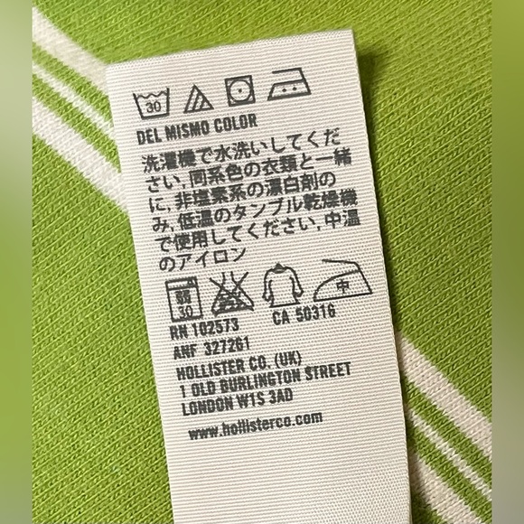 Hollister Shirt Adult Medium Green Striped Logo Long Sleeve Pullover Tee Mens - Picture 5 of 9